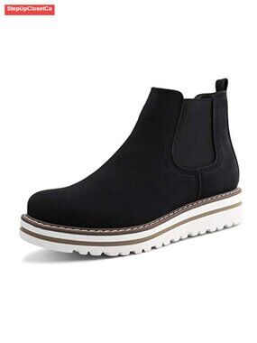 Chelsea Ankle Boots Waterproof Flat Boots Synthetic Upper
